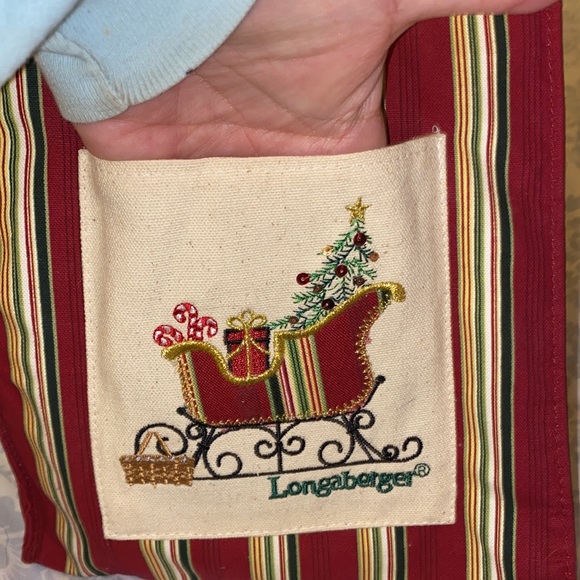 Longaberger Holiday Embroidered & Lined Gift Bag Front Pocket- 7-3/4”x4-1/2”x9” - Picture 3 of 11